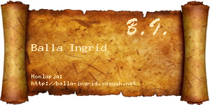 Balla Ingrid névjegykártya